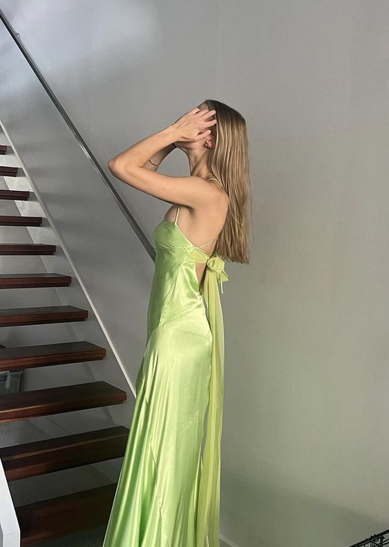 Elegante vestido largo de fiesta vintage verde, vestido de noche formal Y7421