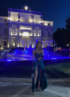 Vestido de noche sexy de corte A con abertura Y6822