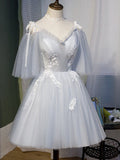 Chic Sleeveless Lace Appliques Tulle Princess Homecoming Dresses