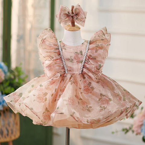 Vestido de organza para fiesta de cumpleaños de niña 