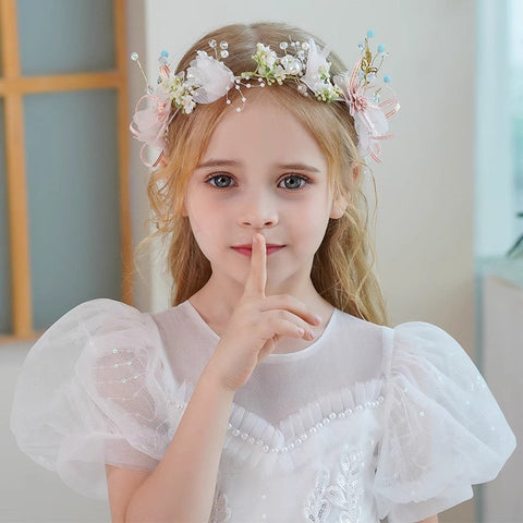 Bandeau de princesse avec couronne de perles pour filles