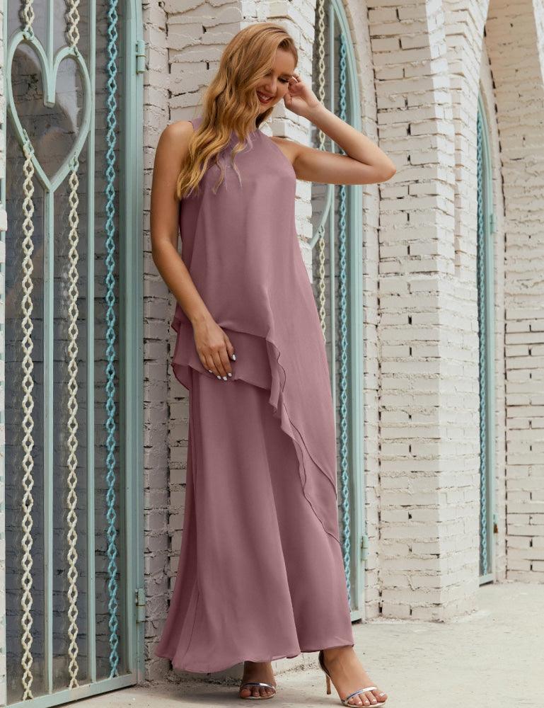 Vestido largo de gasa de talla grande para la madre de la novia, vestido de gala para dama de honor, vestido de graduación SY28019