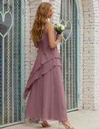 Vestido largo de gasa de talla grande para la madre de la novia, vestido de gala para dama de honor, vestido de graduación SY28019