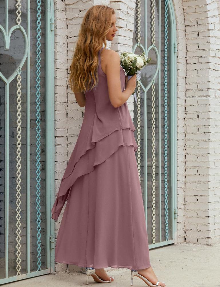 Vestido largo de gasa de talla grande para la madre de la novia, vestido de gala para dama de honor, vestido de graduación SY28019