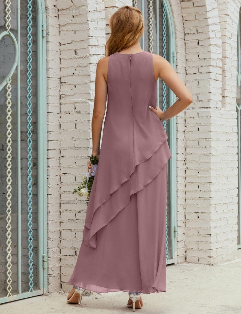 Vestido largo de gasa de talla grande para la madre de la novia, vestido de gala para dama de honor, vestido de graduación SY28019