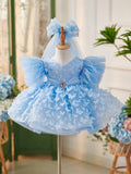 Vestido de tul hasta la rodilla para fiesta de cumpleaños de niña 