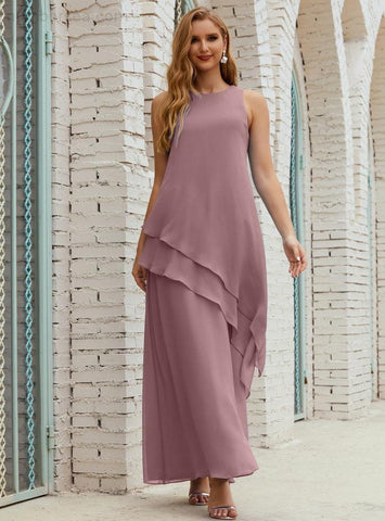 Vestido largo de gasa de talla grande para la madre de la novia, vestido de gala para dama de honor, vestido de graduación SY28019