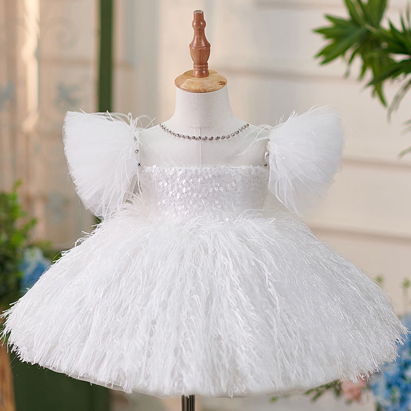 Vestido de cumpleaños para niña con adornos de mariposas 