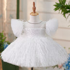 Vestido de cumpleaños para niña con adornos de mariposas 