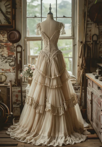 Vestido de noche vintage de corte A, de gasa y encaje, elegante vestido de novia Y7720