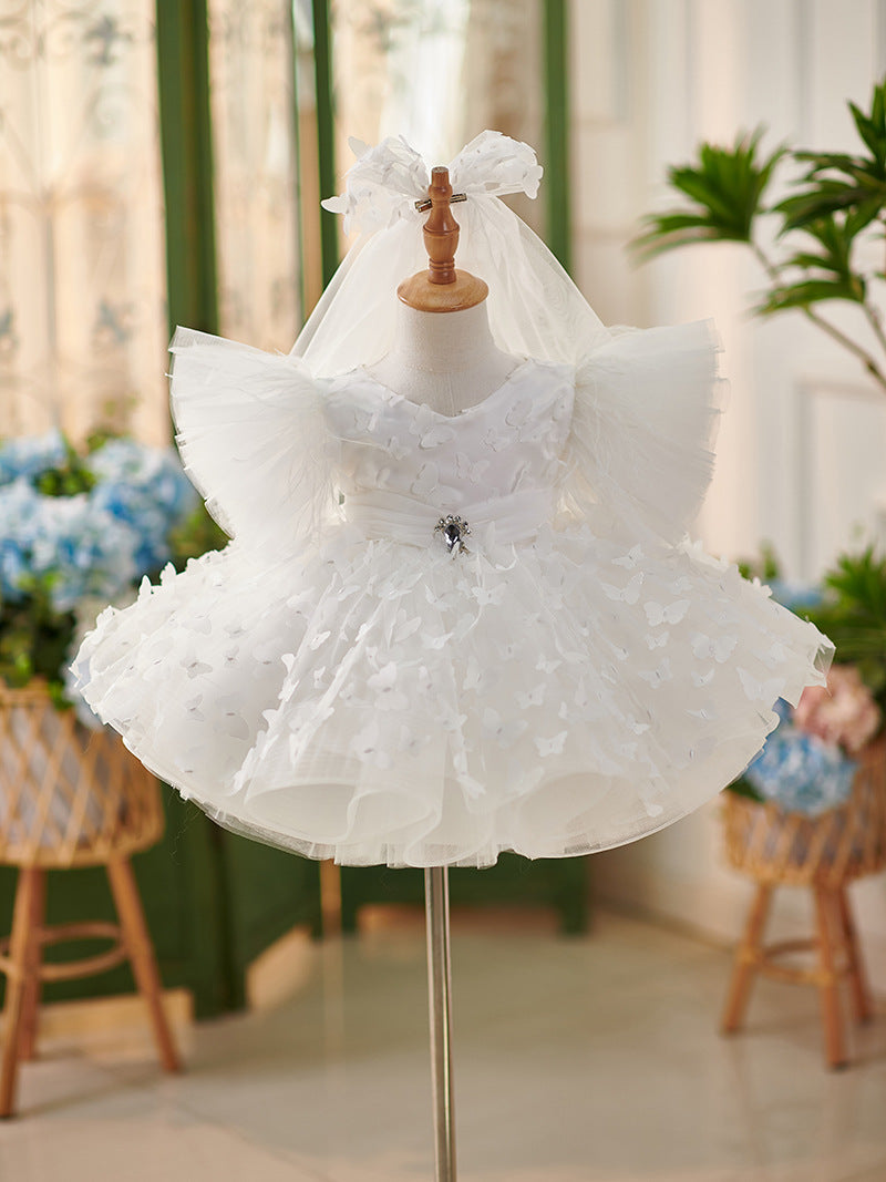 Vestido de tul hasta la rodilla para fiesta de cumpleaños de niña 