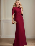 Vestido de chifón hasta el suelo, corte sirena/trompeta, para la madre de la novia, con pliegues 
