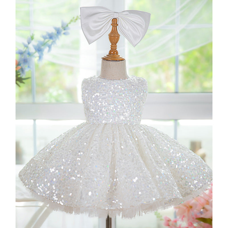 Vestido de fiesta de cumpleaños con lentejuelas hasta la rodilla 
