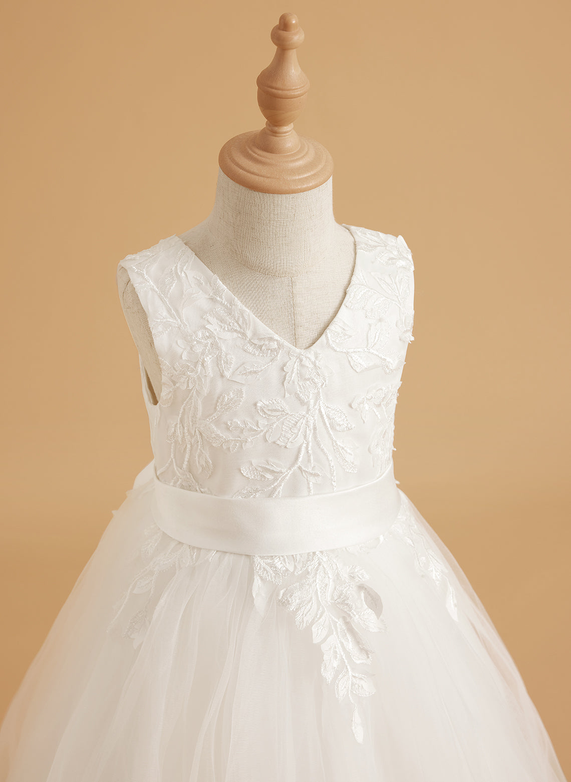 Vestido de niña de las flores sin mangas de tul y encaje hasta la rodilla 
