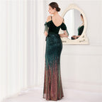Velvet Spaghetti Straps Cocktail Evening Dress Dress Elegant Company Annual Meeting Women Sexy Long Short Sleeve
