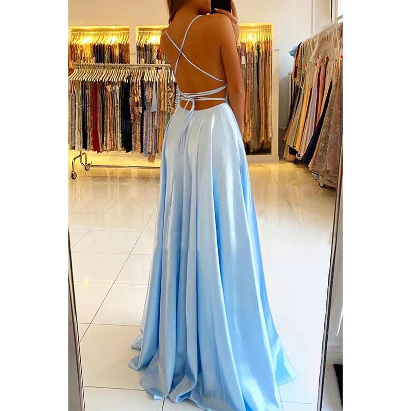 Robe de soirée fourreau/colonne à bretelles en satin plissé sans manches