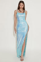 Robe de bal à paillettes avec franges