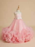 Vestido rosa de tul hasta el suelo para niña de las flores 