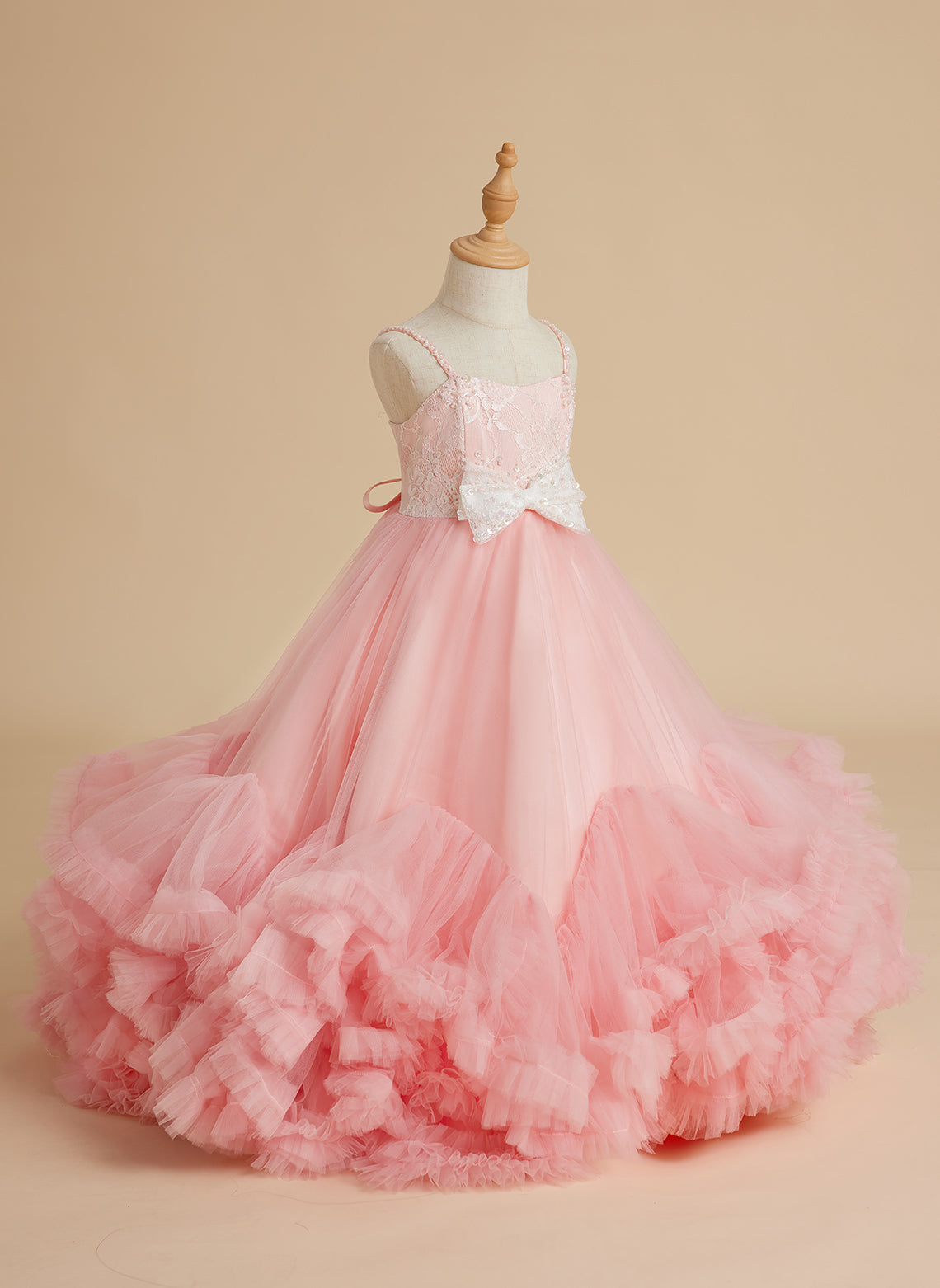 Vestido rosa de tul hasta el suelo para niña de las flores 