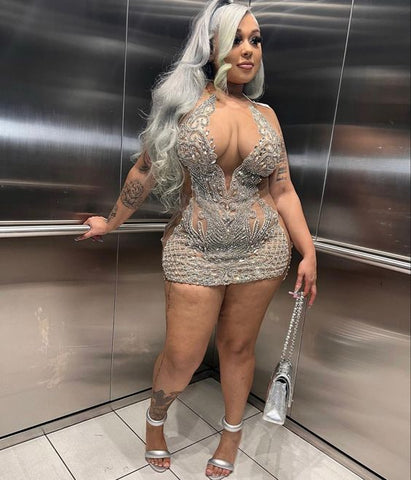 Vestido de fiesta de lujo con cuentas, vestido sexy para baile de bienvenida para chicas negras Y1920