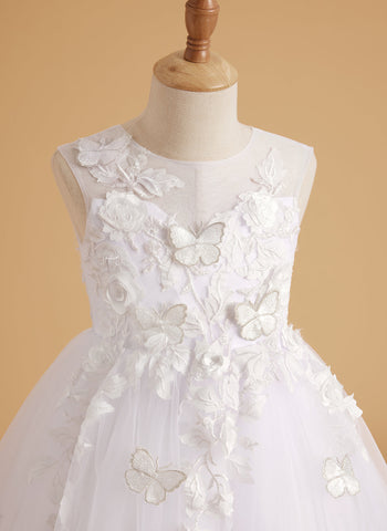 Vestido de baile de princesa Serenity con apliques de encaje y adornos de mariposas 