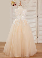 Vestido rosa de corte A, largo hasta el suelo, de tul y encaje (010226589) 