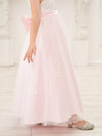 Vestido rosa de corte A, largo hasta el tobillo, de tul satinado (2003227111) 