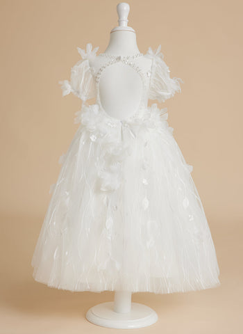 Vestido blanco de tul estilo princesa para bebé niña 