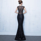 Vestido de noche para banquetes: Elegante vestido de corte sirena ajustado para mujer, perfecto para reuniones anuales de otoño/invierno. 