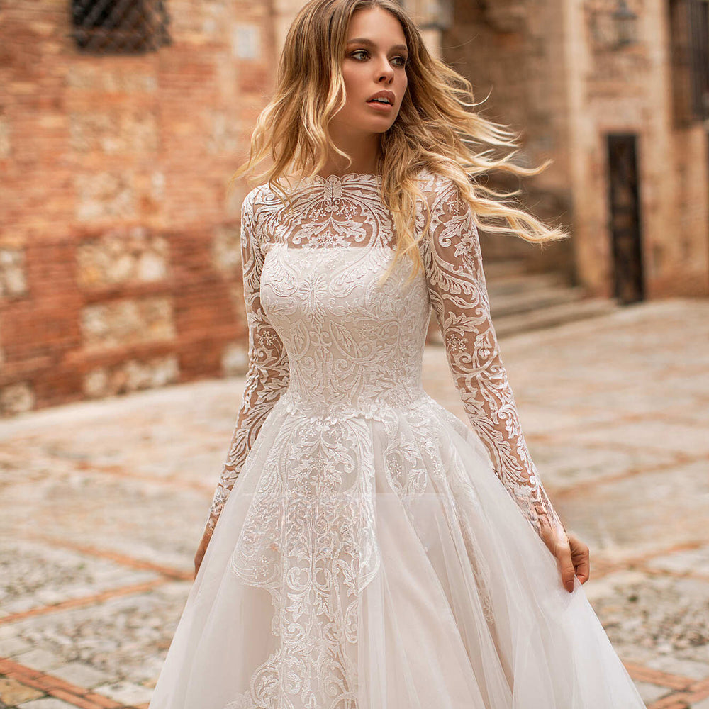 Robes de mariée de luxe en dentelle appliquée, coupe trapèze, robe de mariée pour mariage à l'église, fête, plage, Vestido De Novia 2023 Boda Elegante שמל
