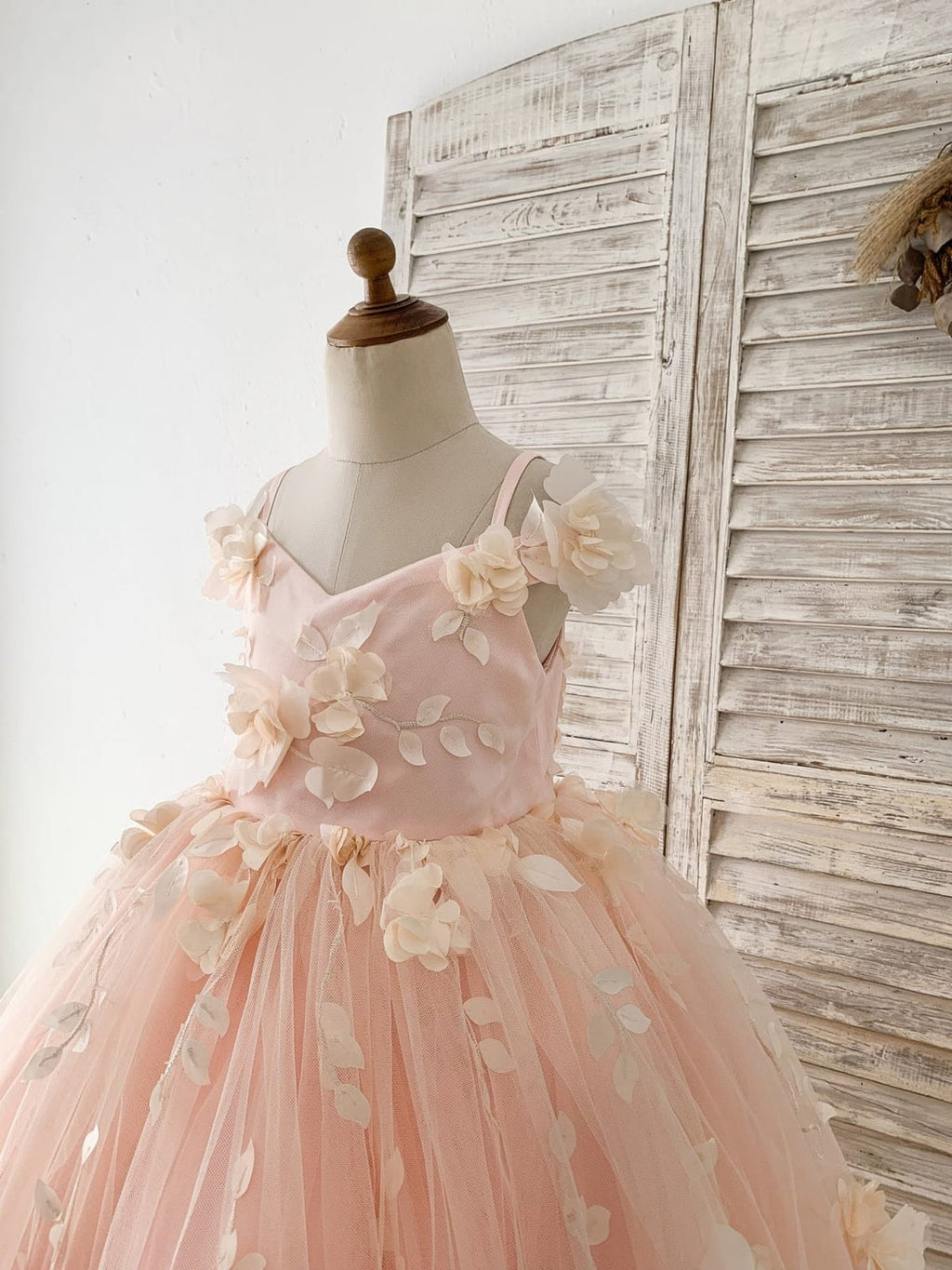 Vestido de niña de las flores de corte A, de satén y tul, hasta el suelo 