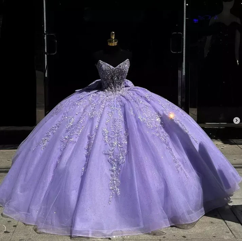 Robe de princesse en tulle lavande scintillant pour quinceañera, robe de bal pour fête d'anniversaire de 16 ans Y7473