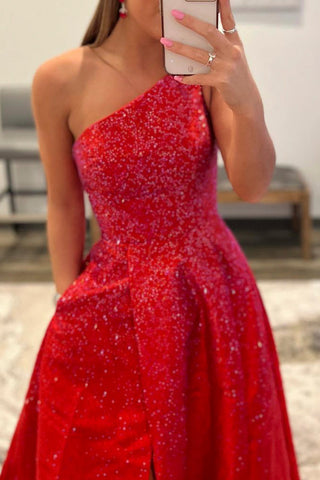 One Shoulder Prom Dress with Slit