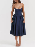 Robe midi bustier à col en V 