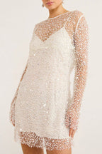 Robe courte en tissu à sequins et perles Sparkle and Shine avec jupon séparé 