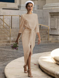 Evening Dress High Grade Satin Dress Elegant Women Clothing Lace up Dress