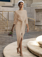 Evening Dress High Grade Satin Dress Elegant Women Clothing Lace up Dress