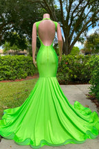 Robe de bal longue sirène sans manches à épaules dénudées et dos nu