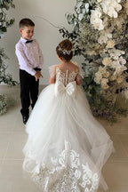Robe de demoiselle d'honneur en tulle de princesse avec nœud papillon