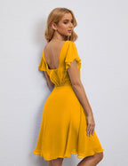 Robe de soirée dos nu, robe de bal formelle, longueur genou, manches courtes, robe de cocktail 28077 