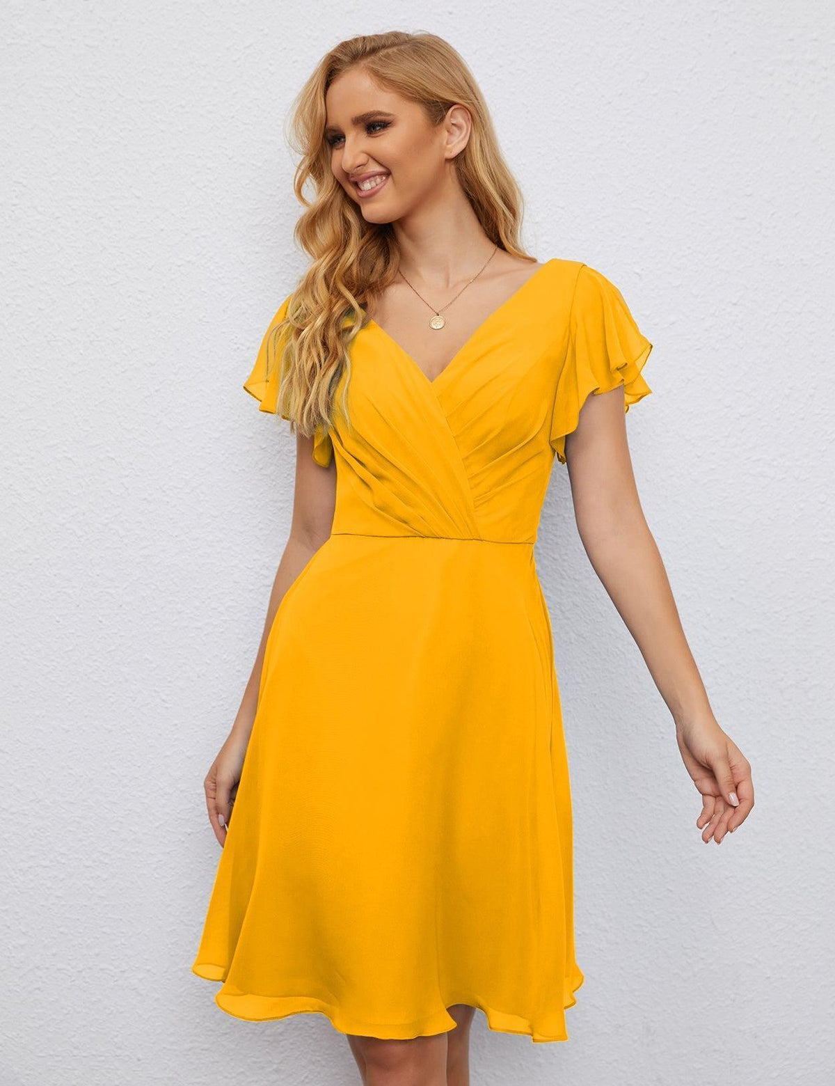 Robe de soirée dos nu, robe de bal formelle, longueur genou, manches courtes, robe de cocktail 28077 