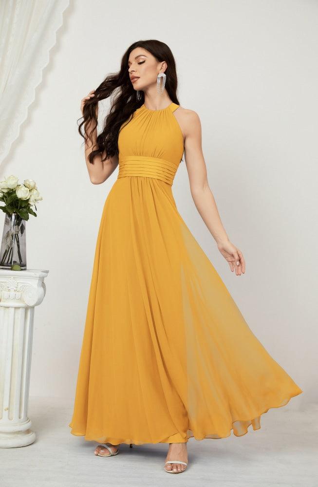 Robe de soirée formelle Baoleely en mousseline de soie, col licou, longue, sans manches, robe de demoiselle d'honneur 2802 