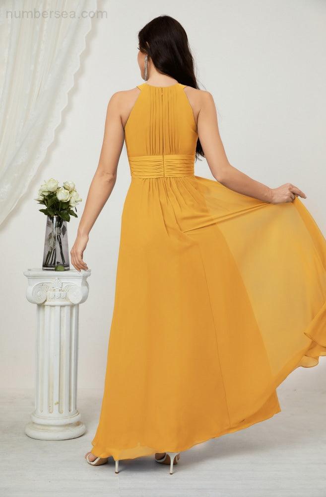 Robe de soirée formelle Baoleely en mousseline de soie, col licou, longue, sans manches, robe de demoiselle d'honneur 2802 