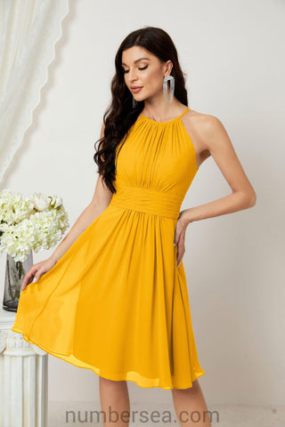 Vestidos de fiesta de bienvenida con cuello halter, vestido formal de cóctel para noche 28011 