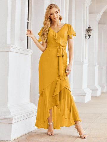 Vestidos de dama de honor Baoleely con volantes, estilo sirena, para fiestas formales, vestidos de noche, bailes de graduación y vestidos de violín 28042