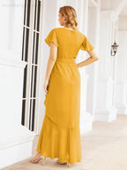 Baoleely Ruffled Bridesmaid Dresses Mermaid Formal Violin Evening Party Prom Gowns 28042