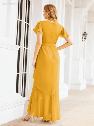 Vestidos de dama de honor Baoleely con volantes, estilo sirena, para fiestas formales, vestidos de noche, bailes de graduación y vestidos de violín 28042