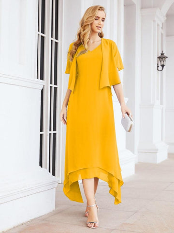 Vestido de fiesta formal de dos piezas corte A para la madre de la novia Sunderly SY28073