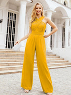Baoleely Crisscross Neck Jumpsuit Formal Evening Dress Long Bridesmaid Dresses Bell-bottomed Pants 28033