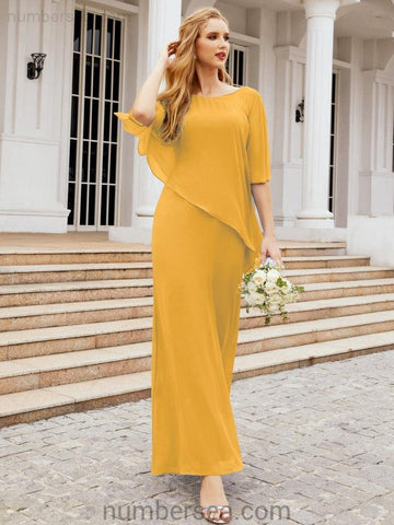 Vestido largo de fiesta formal Sunderly para la madre de la novia con capa de volantes SY28026